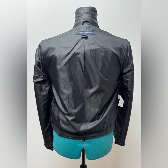French Connection Vegan Leather Moto Jacket Black/Gold Size 2 - Picture 14 of 16